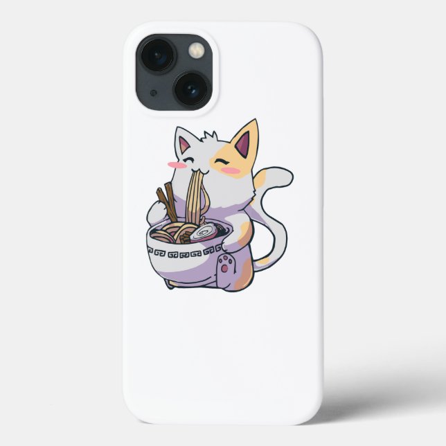 Funda De Case-Mate Para iPhone Gato comiendo Ramen (Reverso)