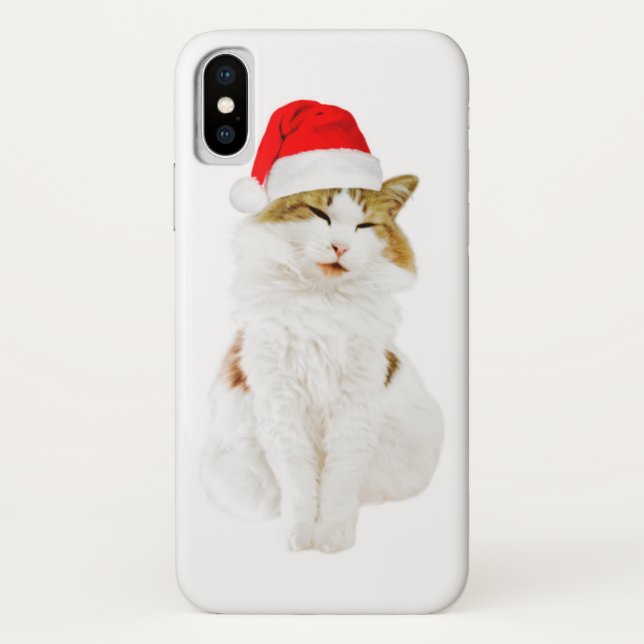 Funda De Case-Mate Para iPhone Gato con el Gorra de Santa (Reverso)
