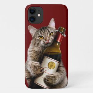 Funda Para iPhone 11 Gato con frasco de vino