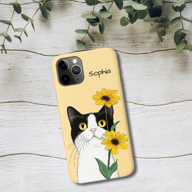 Funda De Case-Mate Para iPhone Gato con Girasoles (Subido por el creador)