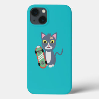 Funda Para iPhone 13 Gato con patineta