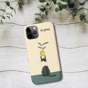 Funda Para iPhone 11 Pro Gato con Planta
