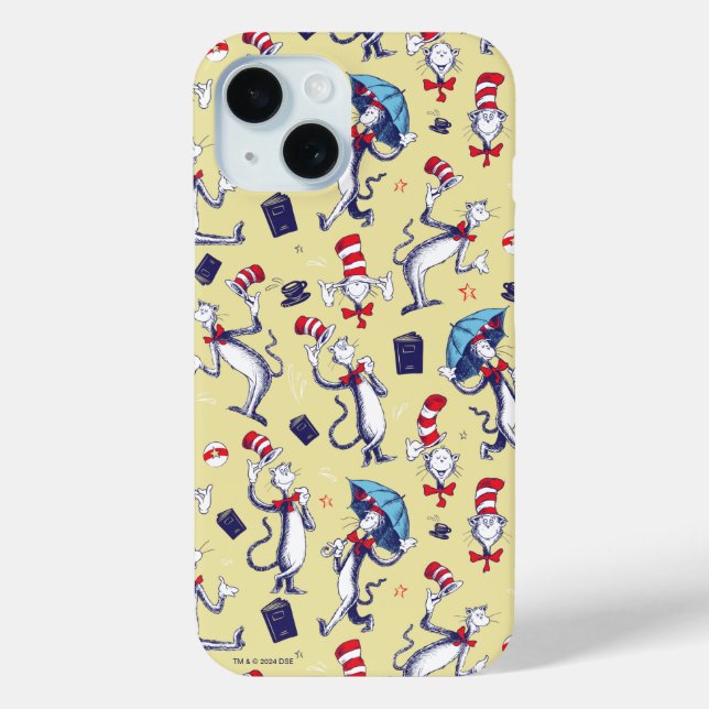 Funda De Case-Mate Para iPhone Gato con Sombrero | Patrón Amarillo (Reverso )