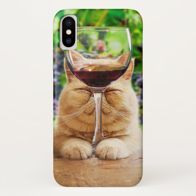 Funda De Case-Mate Para iPhone Gato con vidrio de vino (Reverso)