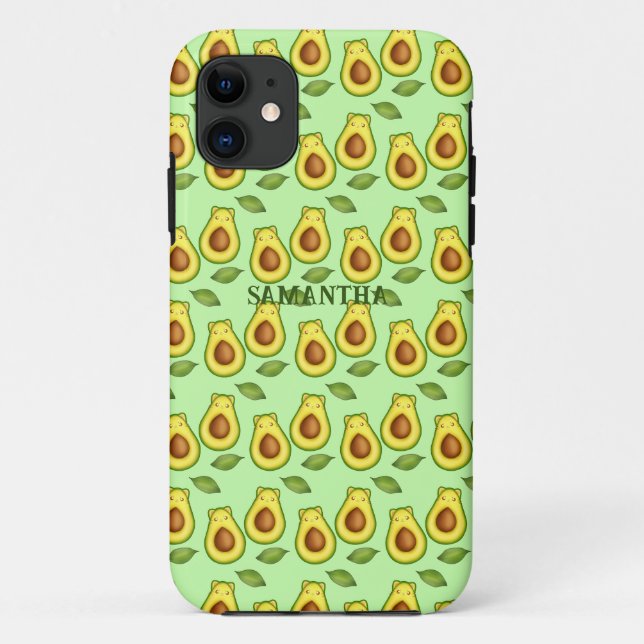 Funda De Case-Mate Para iPhone Gato de aguacate verde (Reverso)