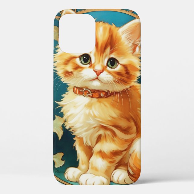 Funda De Case-Mate Para iPhone Gato de Alphonse Mucha Art Nouveau (Reverso )