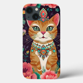 Funda Para iPhone 13 Gato de Bejeweld coronado