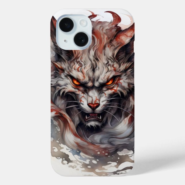 Funda De Case-Mate Para iPhone Gato de Bestia Fantasía (Reverso )