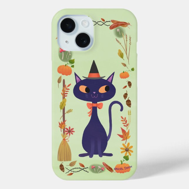 Funda De Case-Mate Para iPhone Gato de bruja de Halloween (Reverso )