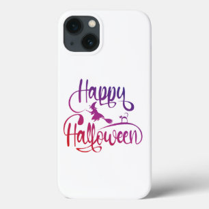 Funda Para iPhone 13 Gato de bruja voladora feliz gradiente de Hallowee