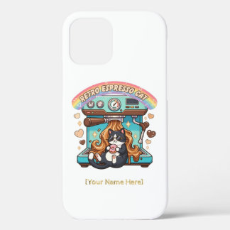 Funda Para iPhone 12 Gato de café espresso retro personalizado Barista