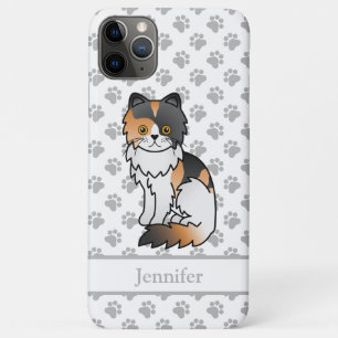 Funda Para iPhone 11 Pro Max Gato de dibujos animados lindo Persa Calico y nomb