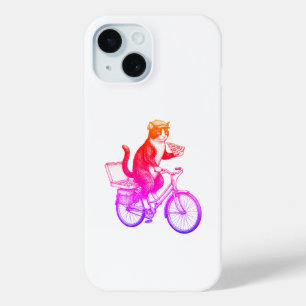 Funda Para iPhone 15 Gato de entrega de pizza retro
