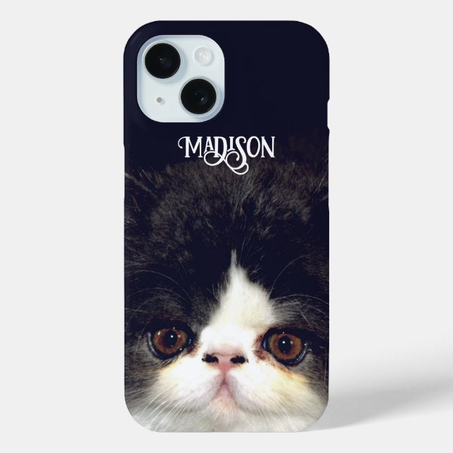 Funda De Case-Mate Para iPhone Gato de gatito negro y blanco (Reverso )