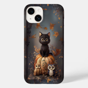Funda Para iPhone 14 De Case-Mate Gato de Halloween en calabaza con búhos
