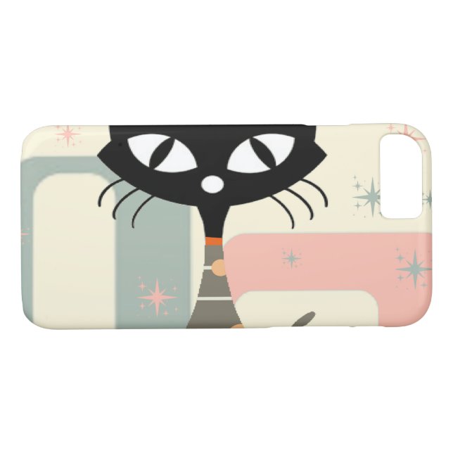 Funda De Case-Mate Para iPhone Gato de mediados del siglo (Reverso (horizontal))