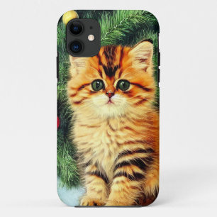 Funda Para iPhone 11 Gato de Navidad Vintage