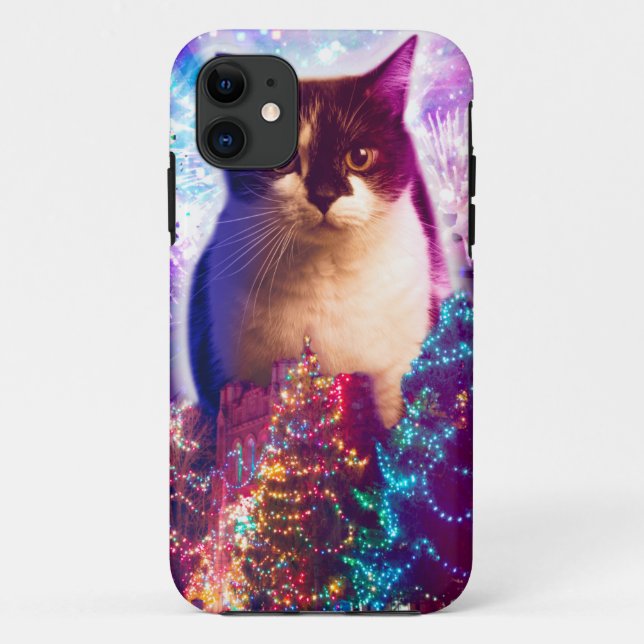 Funda De Case-Mate Para iPhone Gato de Navidades gigantes (Reverso)
