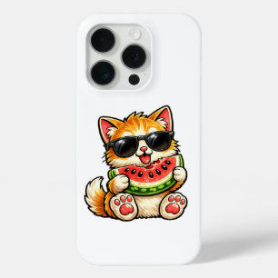 Funda Para iPhone 15 Pro Gato de sandía genial