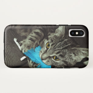 Funda Para iPhone X Gato de Tabby con pluma de Shirley Taylor