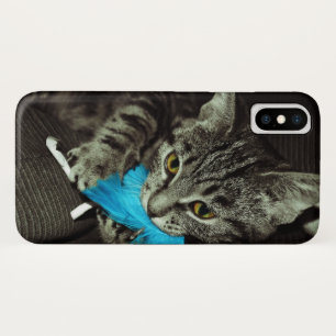 Funda Para iPhone X Gato de Tabby con pluma de Shirley Taylor