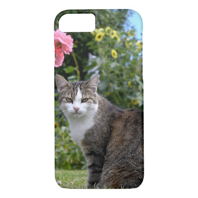 Funda De Case-Mate Para iPhone gato de tabby en el patio (Reverso)