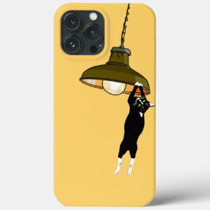Funda Para iPhone 13 Pro Max Gato de Tuxedo colgando en la lámpara