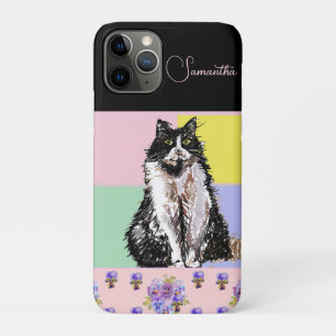 Funda Para iPhone 11 Pro Gato de Tuxedo Gatos Pastel Personalizable Chicas