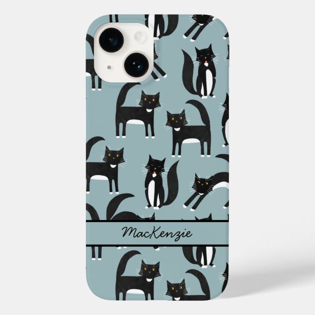 Funda De Case-Mate Para iPhone Gato de Tuxedo personalizado (Reverso )