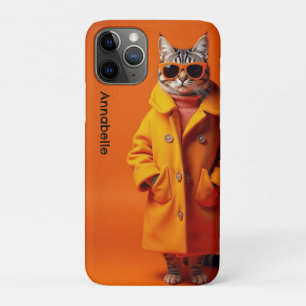Funda Para iPhone 11 Pro Gato de viaje naranja elegante