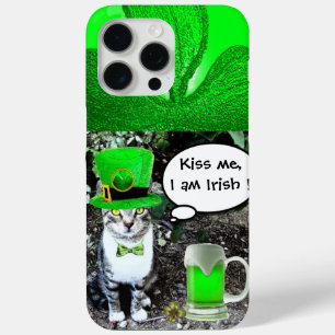 FUNDA PARA iPhone 15 PRO MAX GATO DEL DÍA DE SAINT PATRICK CON CERVEZA IRLANDES
