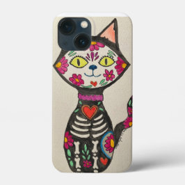 Funda Para iPhone 13 Mini Gato Dia de los Muertos