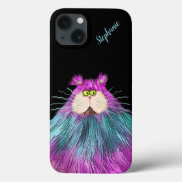 Funda Para iPhone 13 Gato divertidísimo y colorido personalizado