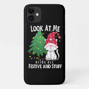 Funda Para iPhone 11 Gato divertido de Navidad