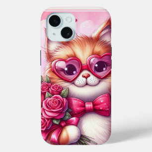 Funda Para iPhone 15 Gato El día de San Valentín/gatito