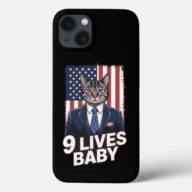 Funda De Case-Mate Para iPhone Gato en suite con la bandera estadounidense de Tru (Reverso)