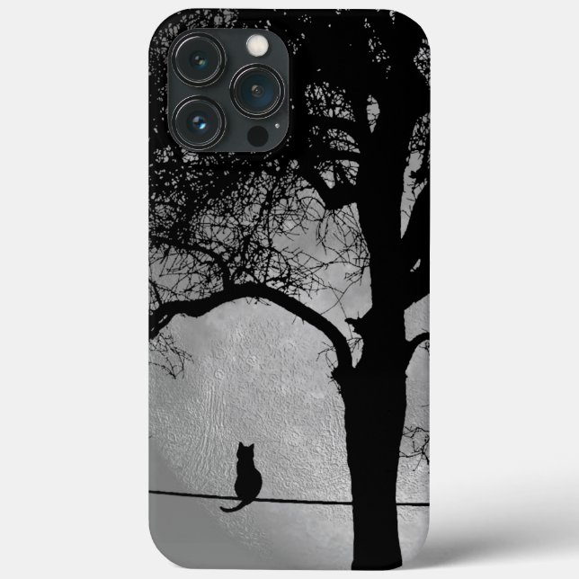 Funda De Case-Mate Para iPhone Gato en una luna llena de cable (Reverso )