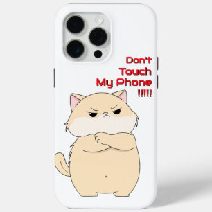 Funda Para iPhone 15 Pro Max Gato enojado divertido no toques mi teléfono