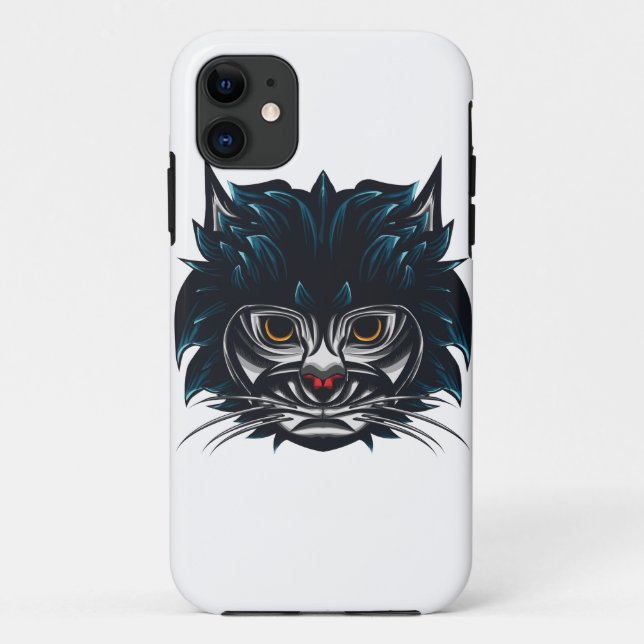 Funda De Case-Mate Para iPhone Gato enojado estilo tribal (Reverso)