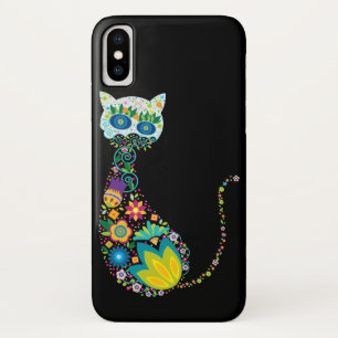 Funda Para iPhone X Gato floral colorido