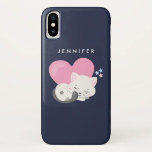 Funda Para iPhone X Gato gatito blanco lindo durmiendo