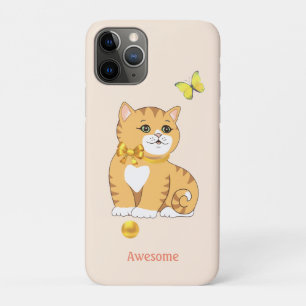 Funda Para iPhone 11 Pro Gato gatito tabby lindo sobre beige claro