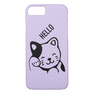 Funda Para iPhone 8/7 Gato gitano blanco y negro lindo saludando