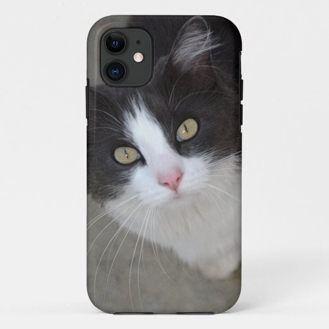 Funda De Case-Mate Para iPhone gato gris bonito y blanco (Reverso)