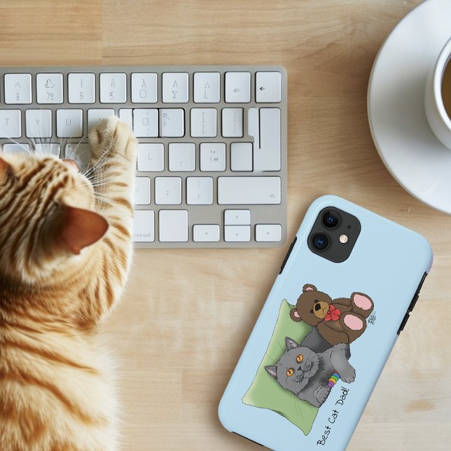 Funda De Case-Mate Para iPhone Gato gris del día del padre (Subido por el creador)