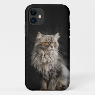 Funda Para iPhone 11 Gato gris esponjoso