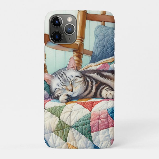 Funda De Case-Mate Para iPhone Gato grisáceo dulce durmiendo en un montón (Reverso)