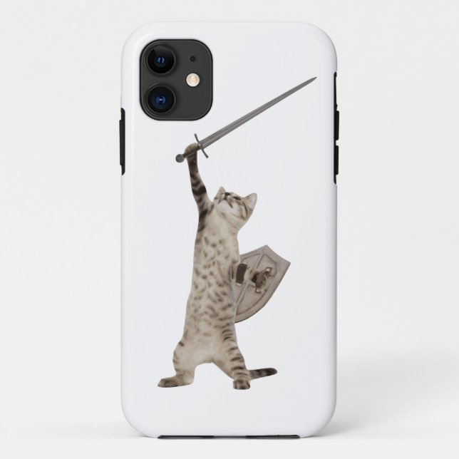 Funda De Case-Mate Para iPhone Gato heroico del caballero del guerrero (Reverso)