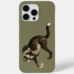 Funda Para iPhone 15 Pro Max Gato japonés atrapando una rana