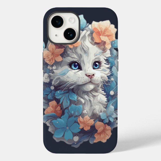 Funda De Case-Mate Para iPhone Gato Kitty Floral Blanco Lindo (Reverso )